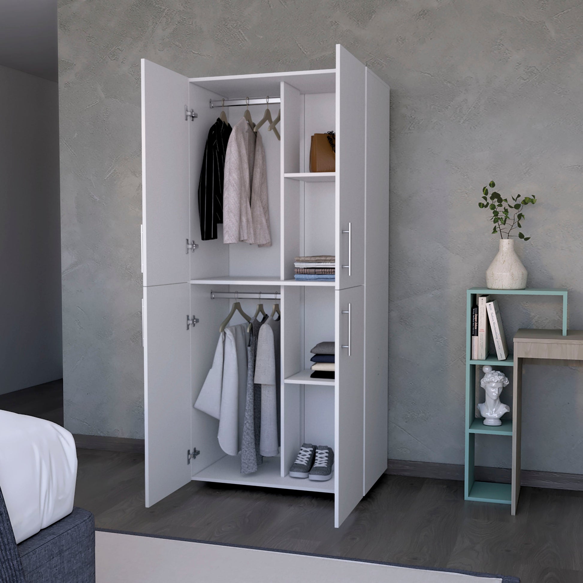 White 4 Door Armoire White Bedroom Melamine