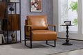 Leather Accent Chair Guest Chair For Living Room, Mid Century Armchair For Bedroom Brown Leather Brown Pu