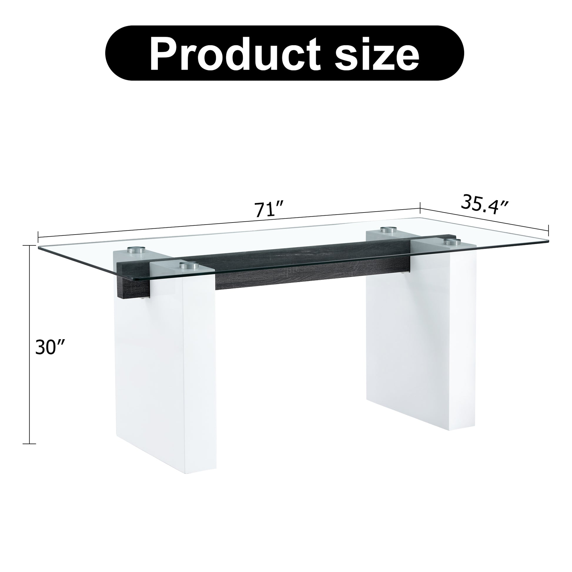 Large Modern Rectangular Table With 0.4 Inch Patterned Tabletop And Large Mdf Table Legs, Suitable For Kitchen, Dining Room, And Living Room 71 "* 35.4" * 30 " White Mdf Glass