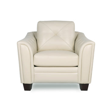 Modern Tufted Leather Chair Ivory Leather