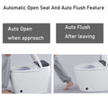 Elongated Smart Toilet With Elongated Heated Bidet Seat, Intelligent Toilet With Bidet Built In, Feet Sensor,Auto Open Close Seat, Off Seating Auto Flush, Night Light, Warm Water & Dryer,White White Bathroom Luxury Porcelain