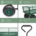 3 Cu. Ft. 300 Lbs. Capacity Removable Sides Metal Steel Mesh Heavy Duty Utility Wagon Outdoor Garden Cart In Green Green Steel