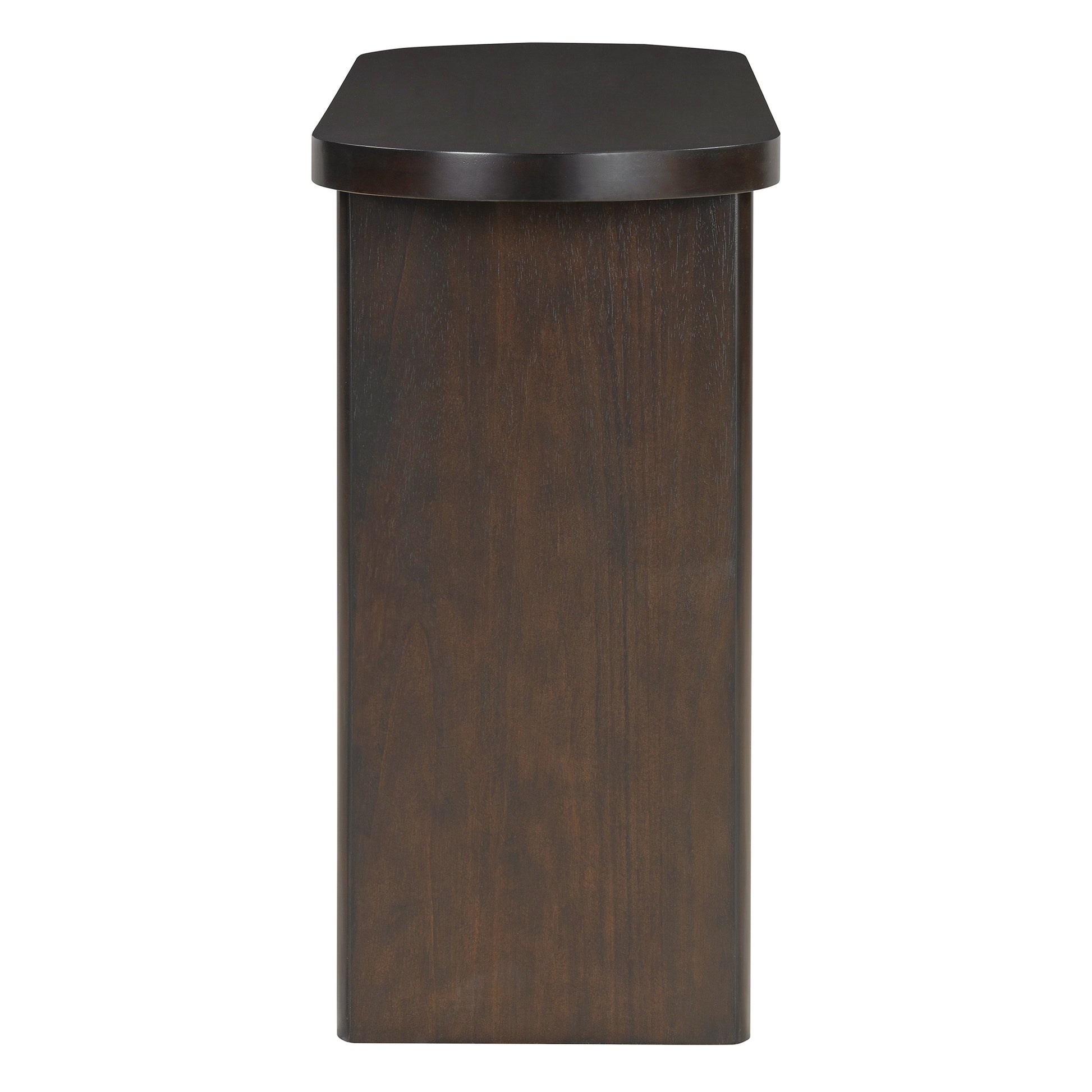 Elegant Minimalist Console Table With Rounded Edges And Sturdy Shelf Design For Entryway, Living Room Espresso Espresso Solid Wood Mdf