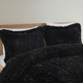 Shaggy Long Fur Comforter Mini Set Queen Black Polyester