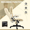 Homcom High Back Vibration Massage Office Chair With 6 Vibration Points, Heated Reclining Pu Leather Computer Chair With Armrest And Remote, Beige Beige Pu