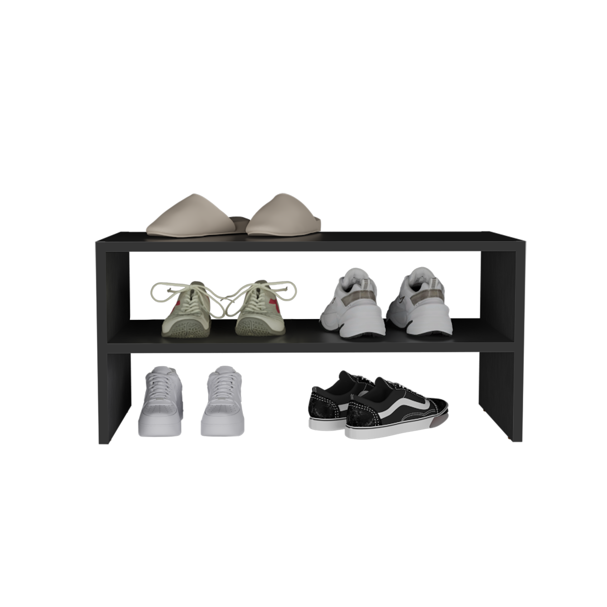 Stackable Shoe Rack Howard, Bedroom, Black Black Modern Engineered Woo