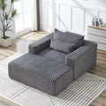 75 Inch Corduroy Sponge Sofa Lounge Chair With Removable Footrest,No Assembly Required,Fluffy Modern Sleeper Chair For Indoor Living Room Bedroom Grey Foam Corduroy 1 Seat