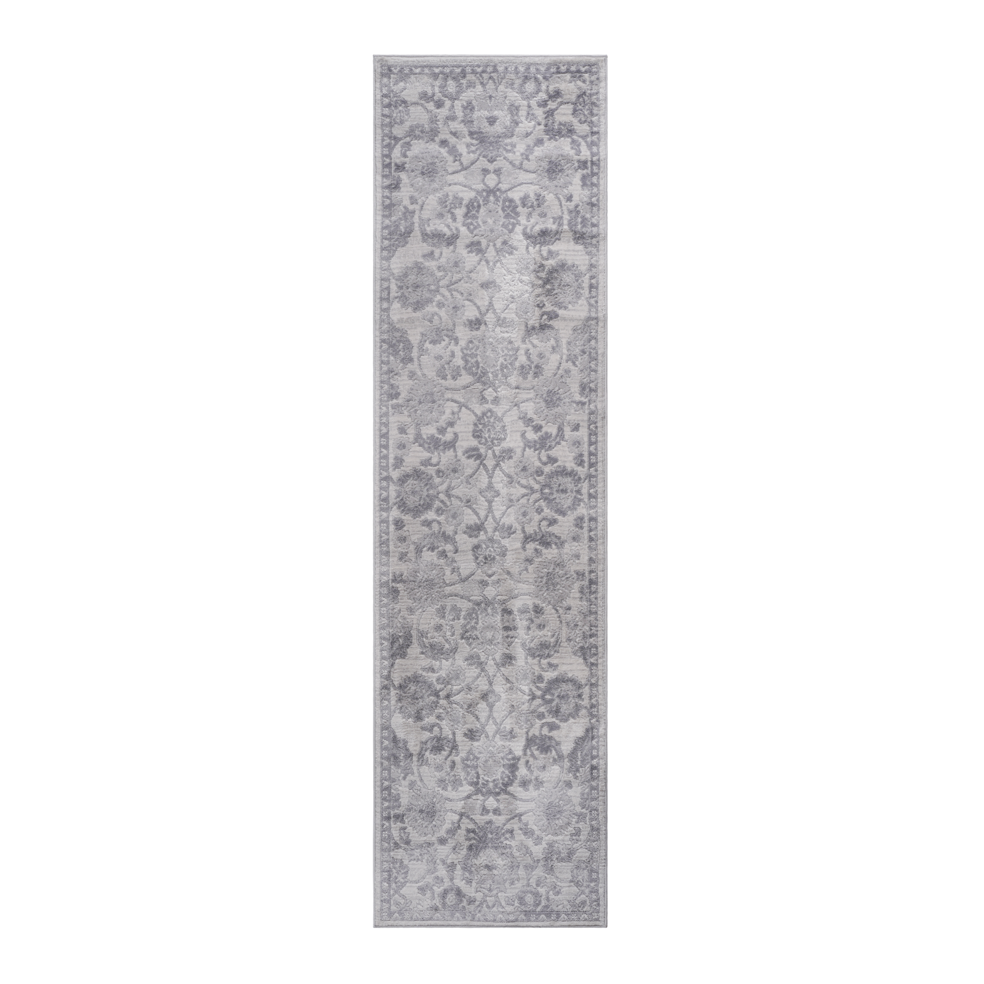 Naar Marfi Collection 2X8 Grey Silver Oriental Non Shedding Living Room Bedroom Dining Home Office Stylish And Stain Resistant Area Rug Grey Polyester