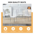 Grid Armless High Backrest Dining Chair, 6 Piece Set Of White Chairs And Plated Silver Legs, Office Chair. Suitable For Restaurants, Living Rooms, Kitchens, And Offices. 0924 White Foam Pu