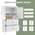 Bathroom Storage Cabinet, Cabinet With Two Doors And Drawers, Adjustable Shelf, Mdf Board, White White Mdf