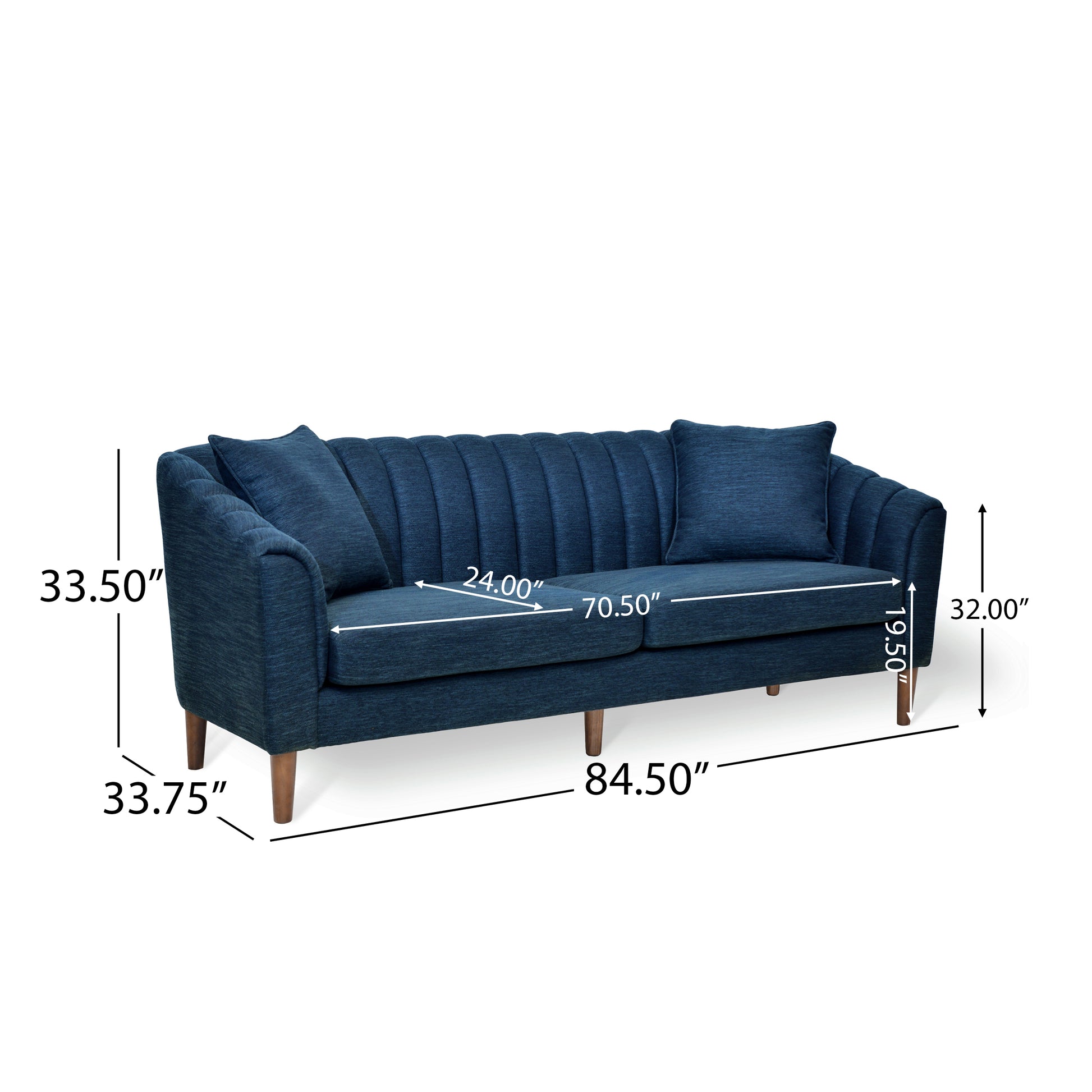 3 Seater Sofa Navy Blue Fabric
