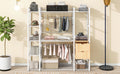 Open Style Wardrobe With Hanging Rails, Shelves And Drawers, White White Metal & Wood