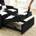 Modern Velvet Armchair Sofa Couch Pull Out Bed,3 In One Convertible For Living Room Sofa Bed,Black White Black White Velvet Primary Living Space Cushion Back Medium Soft Medium Duty American Design Pillow Top Arms Foam Velvet 1 Seat