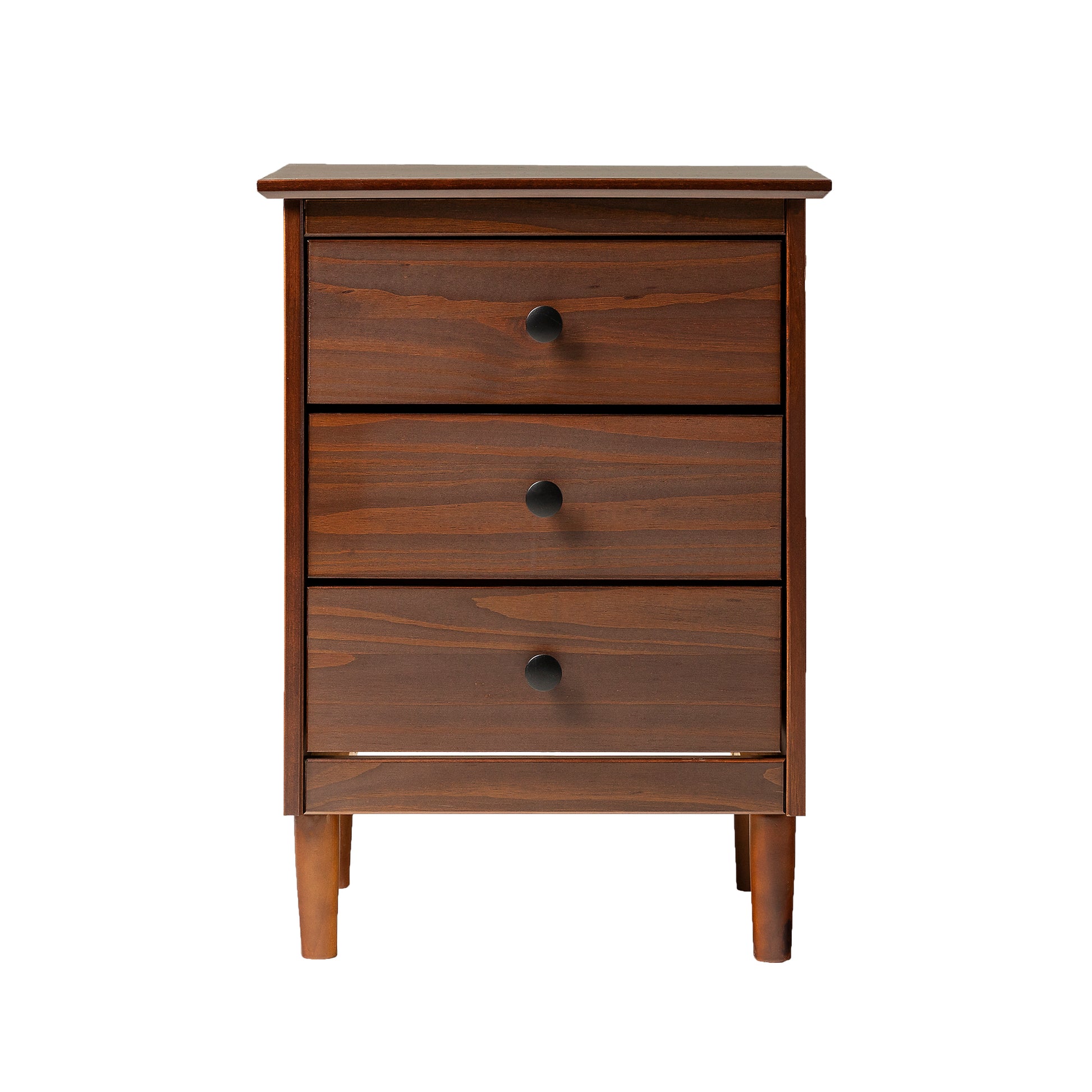 Classic 3 Drawer Solid Wood Nightstand Walnut Walnut Mdf Pine