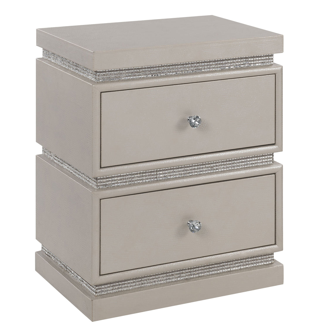 Ivory 2 Drawer Accent Table With Faux Diamonds Border Ivory Primary Living Space Traditional Drawers Rectangular Mdf