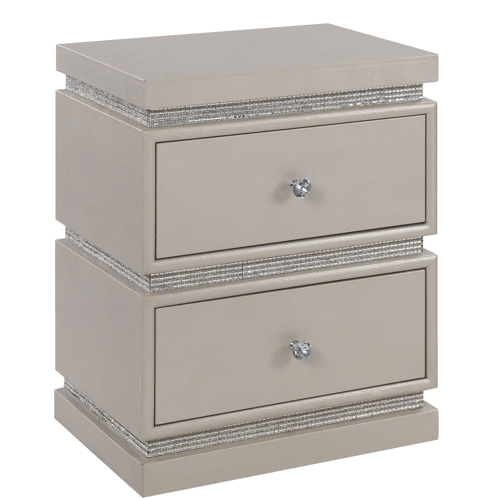 Ivory 2 Drawer Accent Table With Faux Diamonds Border Ivory Primary Living Space Traditional Drawers Rectangular Mdf