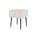 Modern Nightstands Set Of 2 With Drawer And Crystal Handle, Elegant Rivet Velvet Design Bedside Table For Bedroom, Beige Beige 1 Drawer Bedside Cabinet Mdf