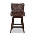 Holmes Tufted High Back 360 Swivel Counter Height Barstool, Mid Brown Faux Leather Brown Foam Faux Leather