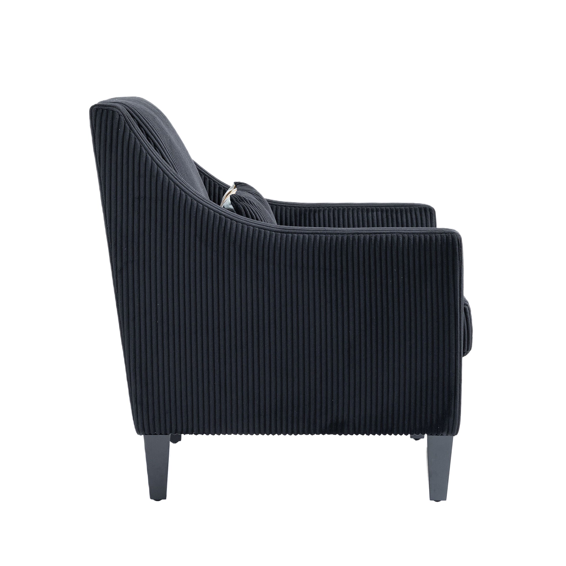 Coolmore Modern Accent Chair,Upholstered Armchair With Scooped Arms For Bedroom,Apartment,Studio,Office,Waiting Room Black Corduroy Black Primary Living Space Foam Corduroy