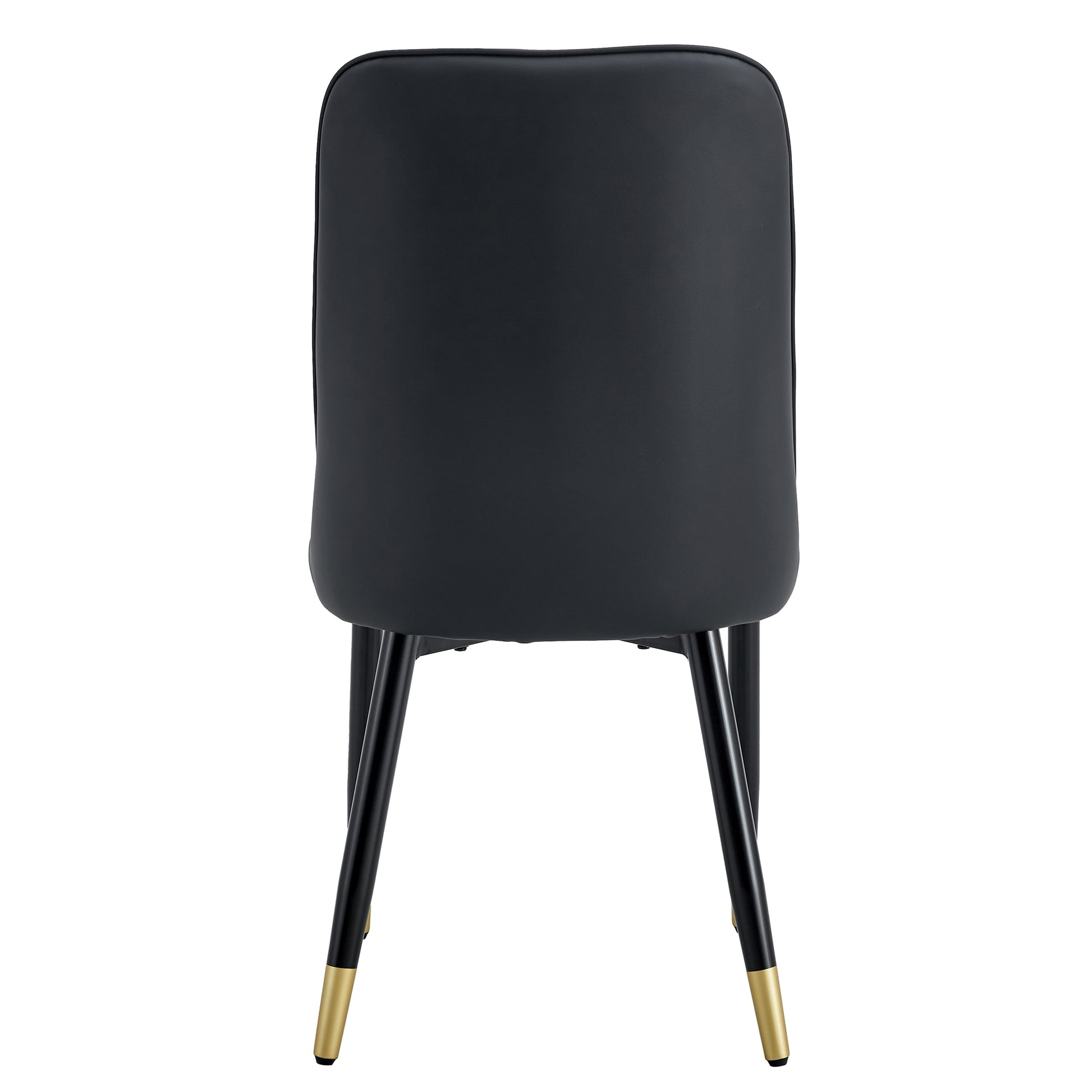 1 Table And 8 Chairs Set.A Rectangular Dining Table With A Imitation Marble Black Table Top And Black Metal Legs.Paired With 8 Chairs With Pu Leather Seat Cushion And Black Metal Legs.F 1538,C 007 Black Glass Metal
