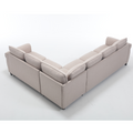 Arrived Sleeper Sofa, 2 In 1 Pull Out Couch Bed,6 Seater Sofa Bed, L Shaped Sleeper Sectional Sofa Couch,Riveted Sofa,104'' Large Combined Sofa Bed In Living Room, Beige Beige Polyester Wood Primary Living Space Medium Soft Cushion Back Modern Polyester