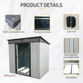 6Ft X 5Ft Outdoor Metal Storage Shed With Lockable Sliding Doors And Transparent Plate For Garden, Lawn White And Black White Black Iron