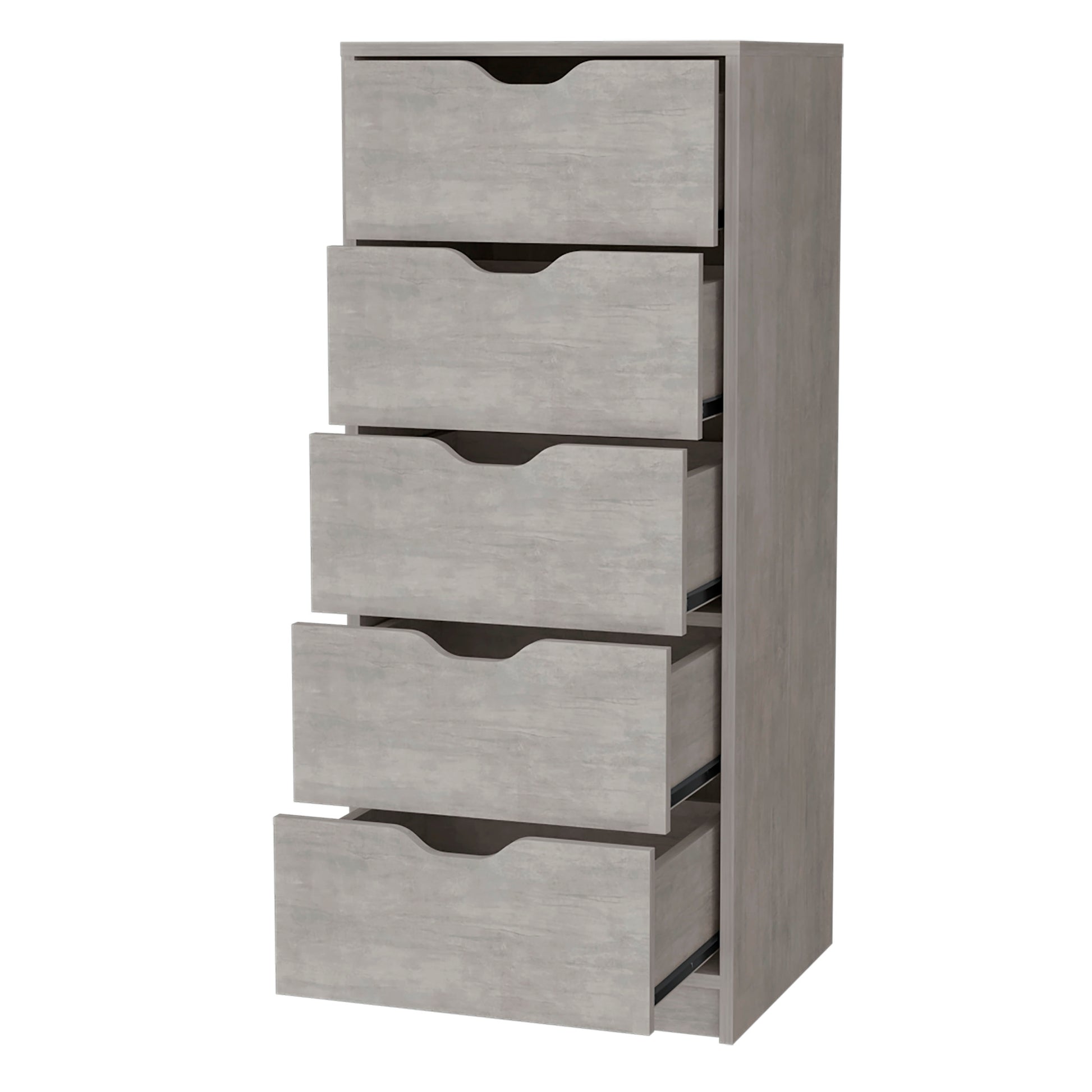 Dillon 5 Narrow Drawer Dresser, Tall Chest Of Drawers Gray Bedroom Contemporary Melamine Engineered Wood