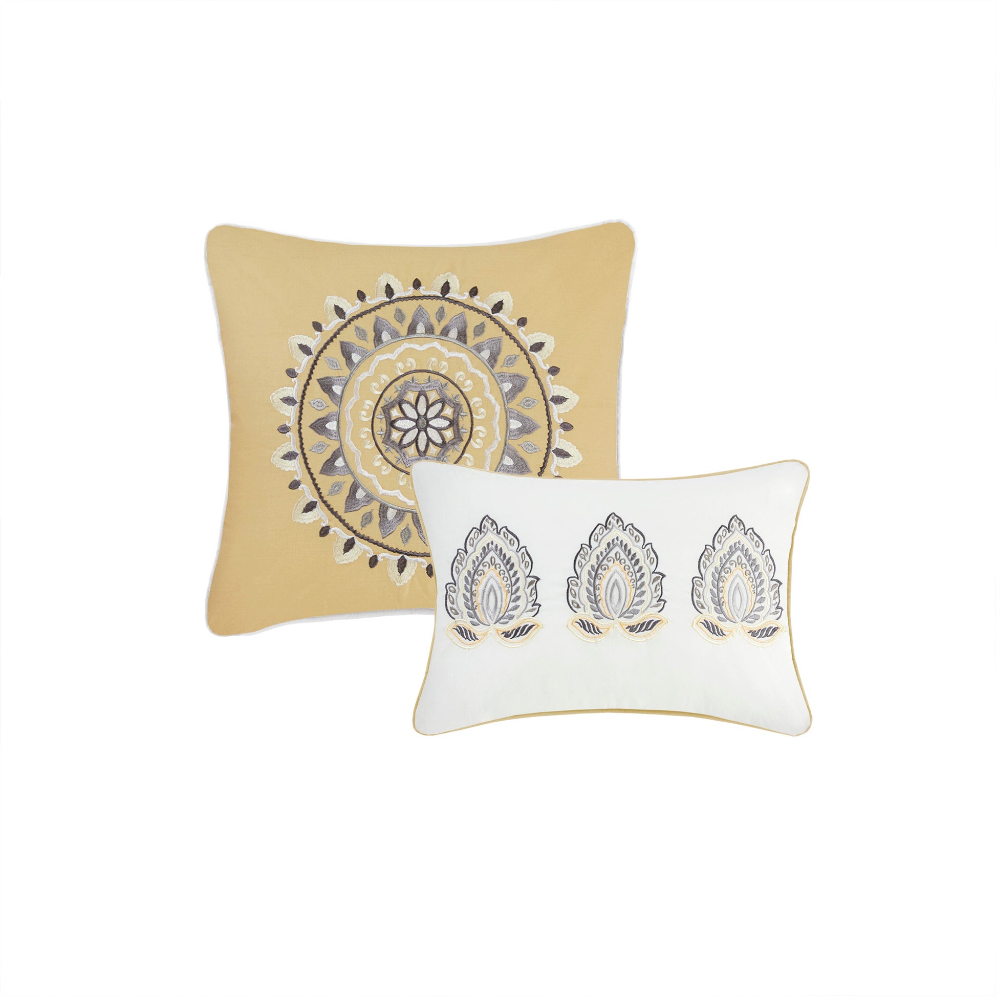 8 Piece Cotton Floral Printed Reversible Comforter Set Yellow Queen Queen Yellow Cotton