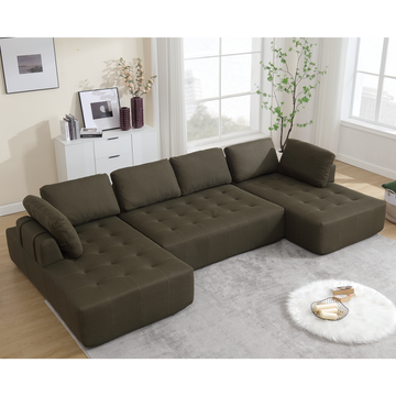 Arrived 138.5 "Modular Combination Sofa, U Shaped Sofa, Living Room, Apartment, Upholstered ,6 Seat Sofa, Free Combination Sofa Mesh Fabric ,Fabric,Green Green Polyester Primary Living Space Soft