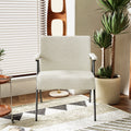 Fx P91 Wt Sofa Chair Modern White Accent Chair With Metal Frame Stylish Upholstered Single Sofa, Perfect For Living Room, Bedroom, And Office Decor Temu Suitable White Linen