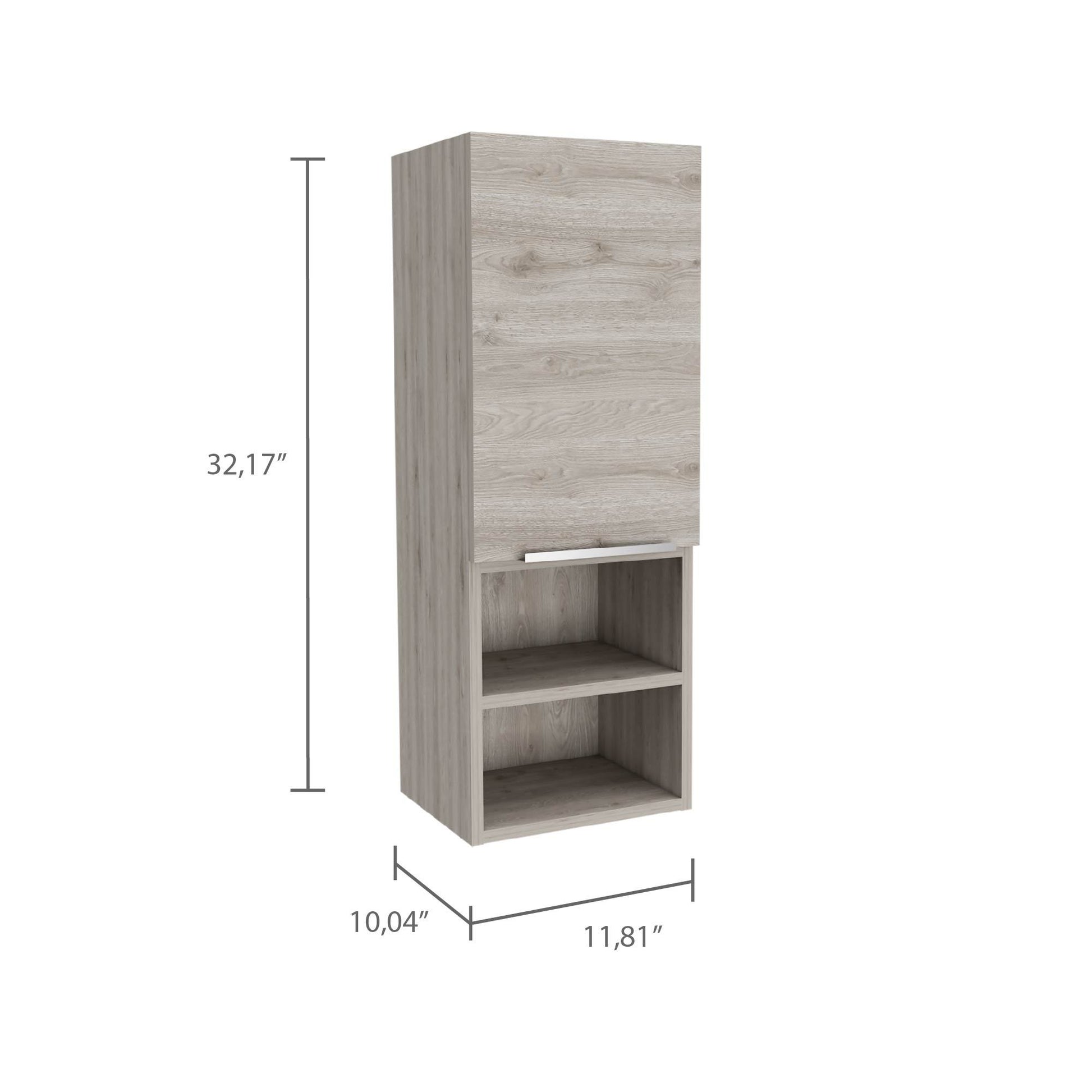 Milwaukee Medicine Cabinet, Two Shelves, Single Door Cabinet, Two Interior Shelves Light Gray 1 4 32 To 35 In Bathroom Wall Mounted Contemporary,Modern 10 15 Inches Melamine Engineered Wood