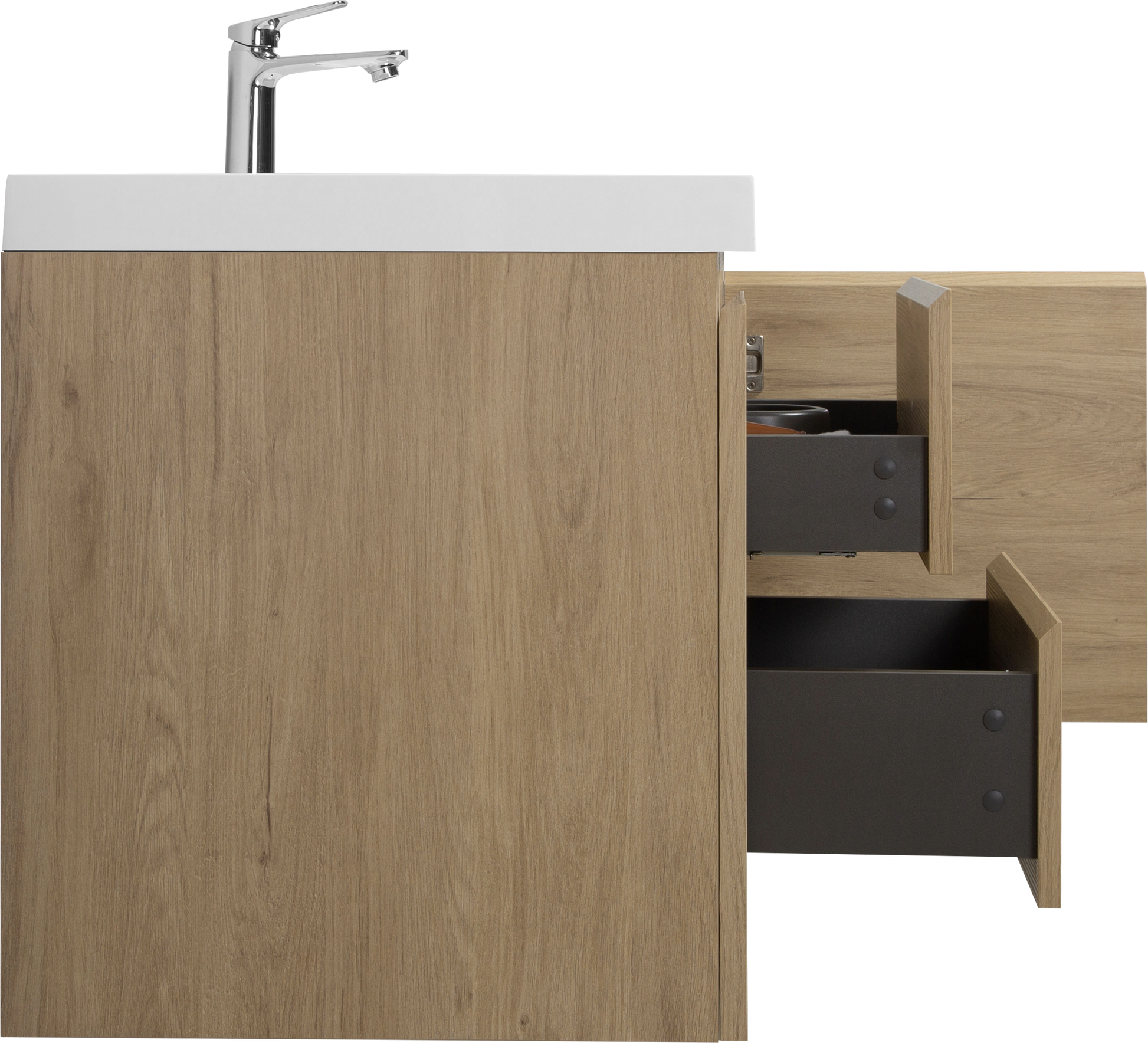 60" Floating Bathroom Vanity With Sink, Modern Wall Mounted Bathroom Storage Vanity Cabinet With Resin Top Basin And Soft Close Drawers, Natural Oak 24V11 60Sno 2 Oak 2 Bathroom Wall Mounted Melamine