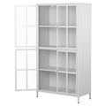 Premium Metal Storage Cabinet With Tempered Glass Doors,Sideboards & Buffets, Adjustable Shelves, Anti Tipping Device, Magnetic Silent Closure, And Adjustable Feet For Home And Office Use White Primary Living Space Modern Metal Metal