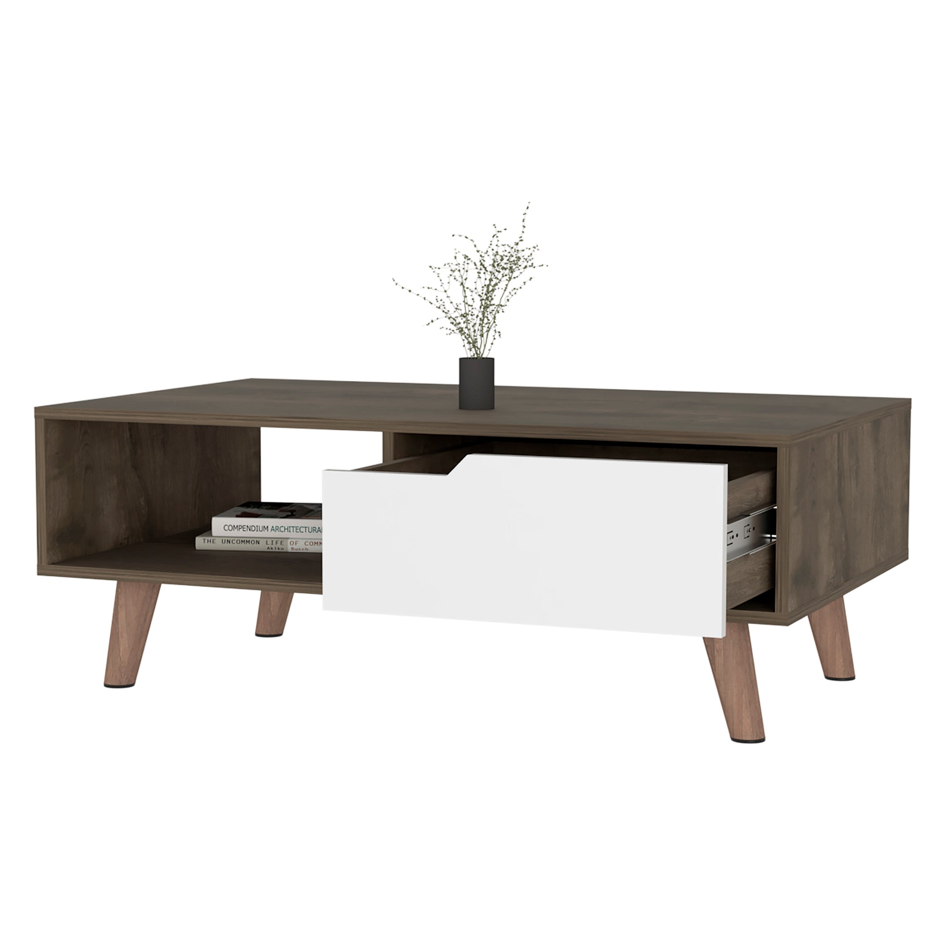 Hamburg Coffee Table 2.0One Open Shelf, One Drawer Multicolor Primary Living Space Contemporary Coffee & End Tables Rectangular Melamine Engineered Wood