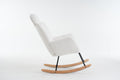 055 Teddy Fabric Upholstered Nursery Rocking Glider Chair Mid Century Modern Accent Arm Chair Padded Seat With High Backrest And Pillows For Living Room Bedroom Offices Ivory Teddy Headrest Solid