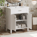 30 Inch Bathroom Vanity With Ceramic Basin, Soft Close Door And Adjustable Shelves White Bathroom Solid Wood Mdf