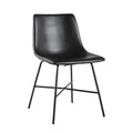 Modern Upholstered Dining Chair With Metal X Base, Set Of 2, Black Black Foam Pu Leather