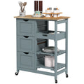 Homcom Rolling Kitchen Island Cart, Bar Serving Cart, Compact Trolley On Wheels With Wood Top, Shelves & Drawers For Home Dining Area, Gray Gray Mdf