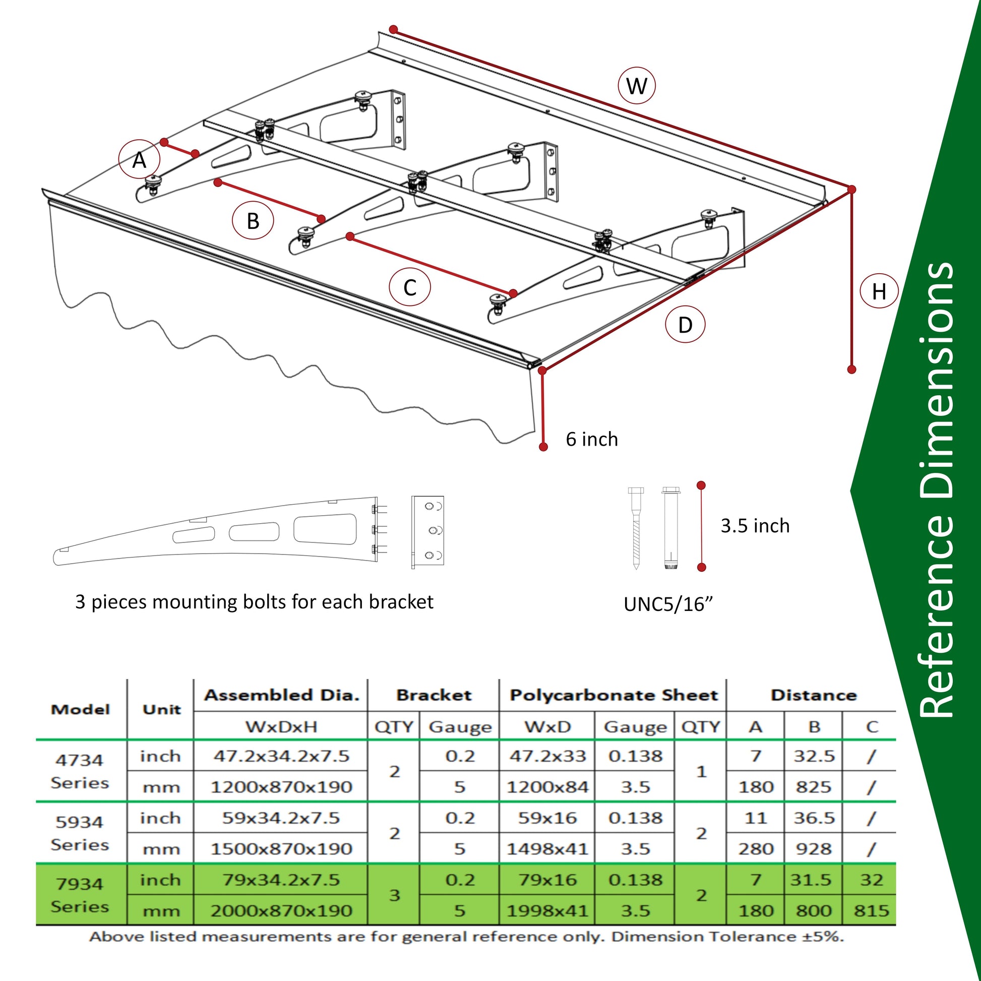 Da7934W Series Door Window Awning Canopy Made Of 0.137Inch Thick Crystal Solid Polycarbonate Sheet And Aluminum Alloy With Valance In Size Of 79" Wide X 34" Deep For Wooden Wall House Only. Silver Clear Square No Foundation Needed None Garden & Outdoor