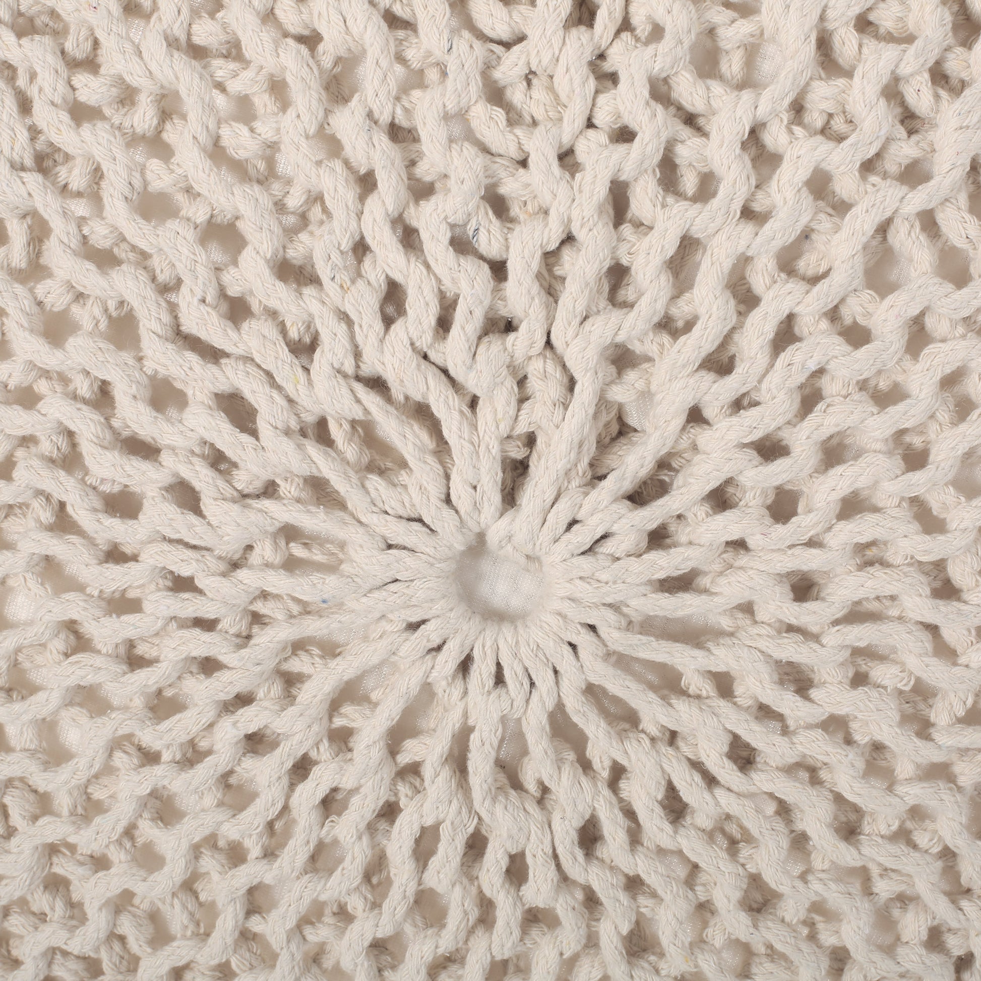 Knited Pouf Beige Cotton