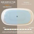 55 Inch Acrylic Freestanding Bathtub Modern Stand Alone Soaking Bathtub With Overflow And Pop Up Drain Gloss Black Black White Oval Bathroom Freestanding Tubs Polished Less Than 59 In