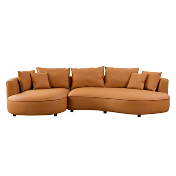 Modern Sectional Curved Sofa Couch For Living Room,Upholstered 5 Seat Sofa Couch Eco Leather Couch Set For Apartment Office,Orange Orange Bonded Leather 5 Seat