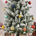 Homcom 6Ft Unlit Snow Flocked Slim Pine Artificial Christmas Tree With Realistic Branches And 394 Tips Green Plastic