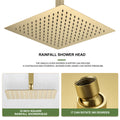 16 Inch Square Rain Shower Head Brushed Gold 304 Stainless Steel Showerhead Brushed Gold Stainless Steel