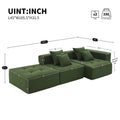 105.5'' L Shaped Modular Sectional Sofa,Minimalist Corduroy Floor Couch Set,Convertible Foam Filled Cloud Couch For Living Room,3 Pc Free Combination,No Assembly Required,3 Colors Green Corduroy 4 Seat