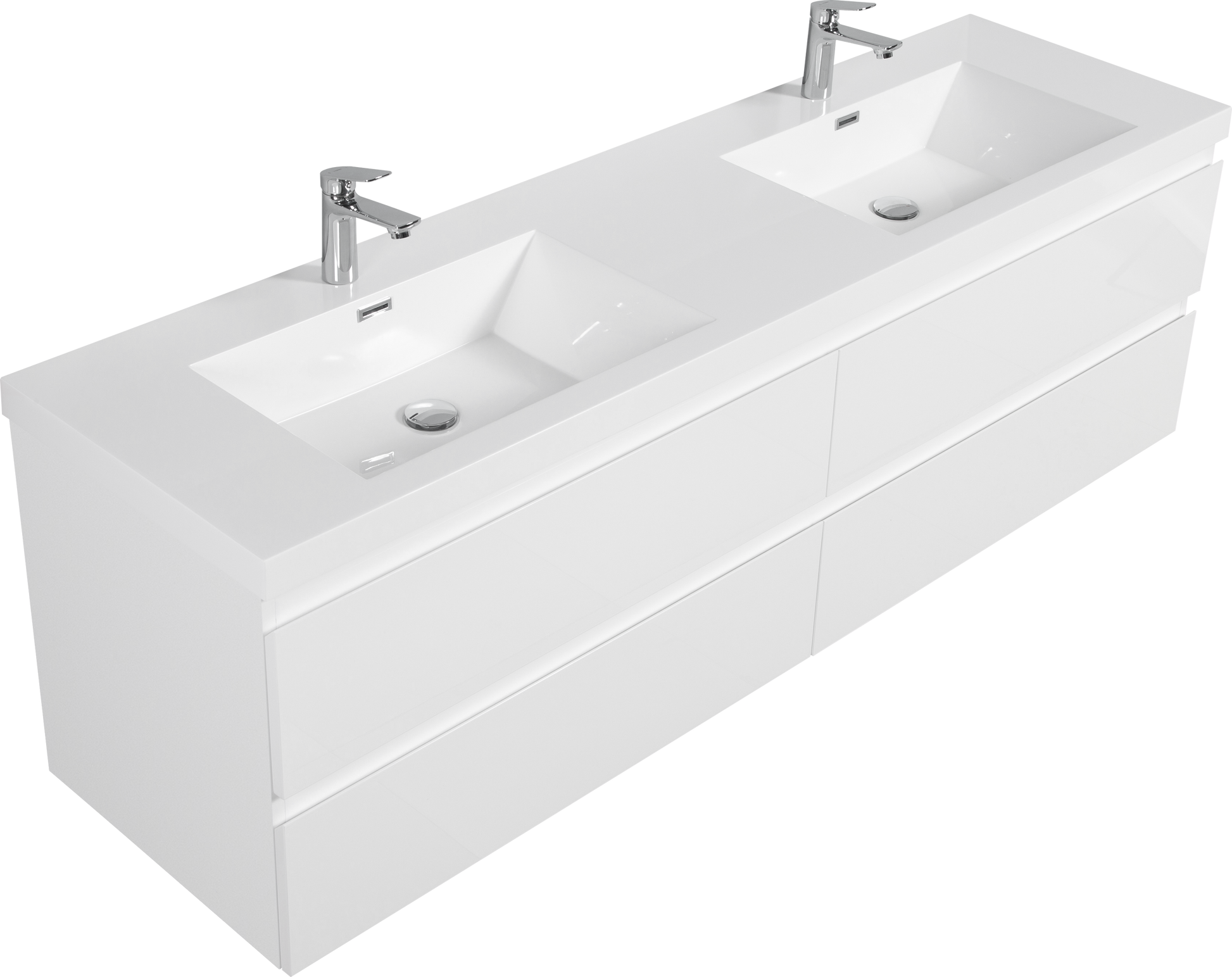 72" Bathroom Vanity Countertop Only, Single Hole Cabinet Top White, 24V11Pb72 Glossy White Resin