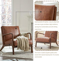 Living Room Accent Arms Bedroom,Office,Apartment, Reading Chair, Single, Faux Leather Brown Brown Wood