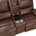 Comfortable Reclining Sofa 3Pc Set Brown Faux Leather Upholstered Reclining Sofa Loveseat Swivel Reclining Chair Trim, Power Usb Ports, Cupholders, Modern Living Room Furniture Brown Faux Leather Wood Primary Living Space Modern Plywood,Solid Wood 6 Seat