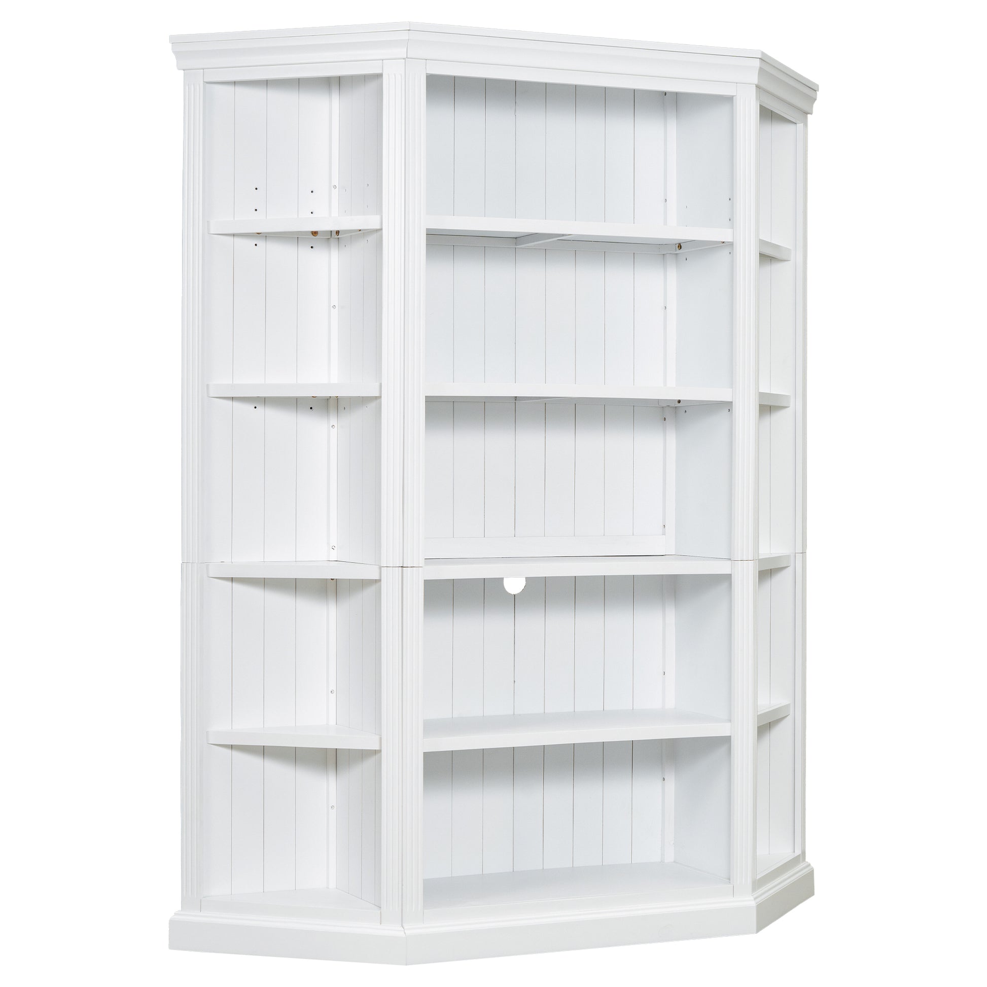 83.4" Tall Wood Bookcase With Two Corner Shelf Suite,5 Tier Home Decor Bookshelves Suite With Adjustable Storage Shelves,Free Standing Storage Shelves Suite For Living Room,Home Office,White White