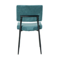 Modern Turquoise Simple Dining Chair Fabric Upholstered Chairs Home Bedroom Stool Back Dressing Chair Black Metal Legs Set Of 2 Metal Turquoise Velvet